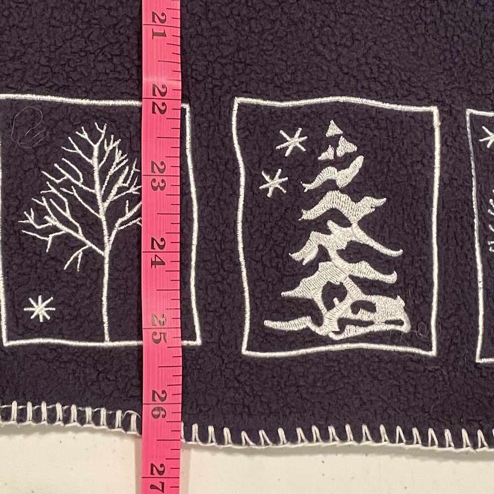 CJ Banks Size X or 14W Navy Blue Cardigan with Embroidered Winter Scenes - Picture 4 of 8